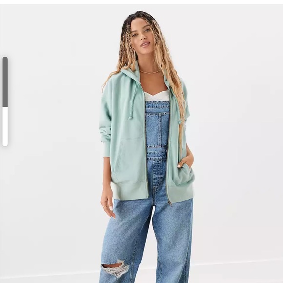 NWT AE Oversized Zip-Up Hoodie MEDUIM COLOR GREEN - Picture 6 of 9